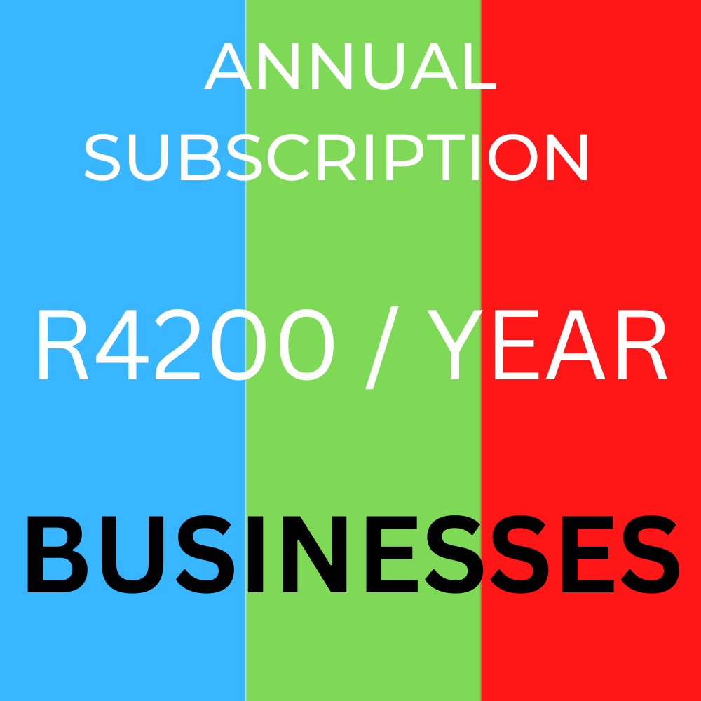 ANNUAL Business SUBSCRIPTION @ R4200